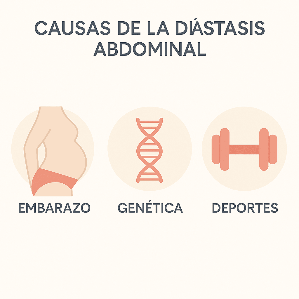 Factores principales que causan la diástasis abdominal: embarazo, genética y deportes de alto impacto
